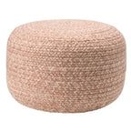Natural Round Polyester Pouf Ottoman - 18x18x12 Inch Indoor/Outdoor
