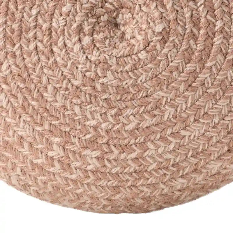 Natural Round Polyester Pouf Ottoman - 18x18x12 Inch Indoor/Outdoor