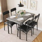Rectangular Dining Table Set for 4 with Upholstered Chairs