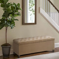 Gray Tufted Storage Bench with Lid