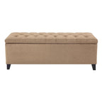 Gray Tufted Storage Bench with Lid