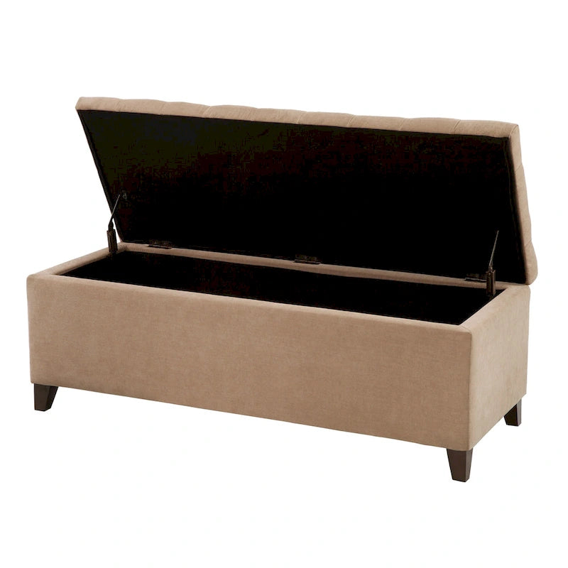 Gray Tufted Storage Bench with Lid