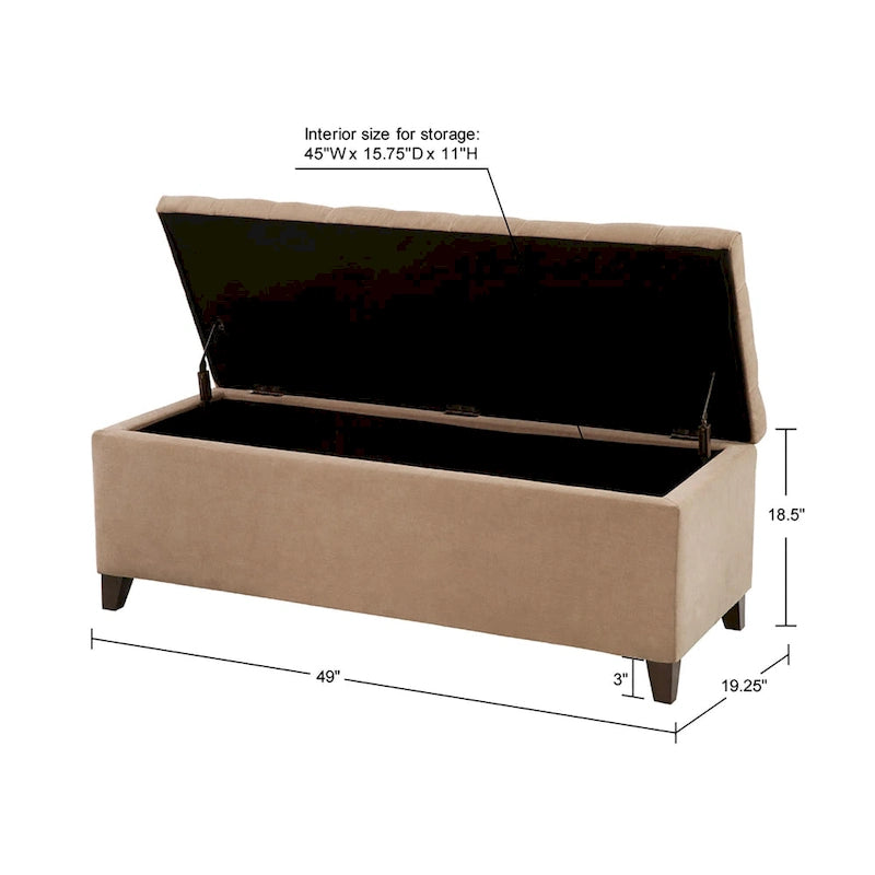 Gray Tufted Storage Bench with Lid