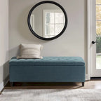 Gray Tufted Storage Bench with Lid