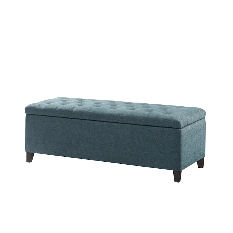 Gray Tufted Storage Bench with Lid