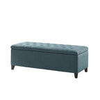 Gray Tufted Storage Bench with Lid