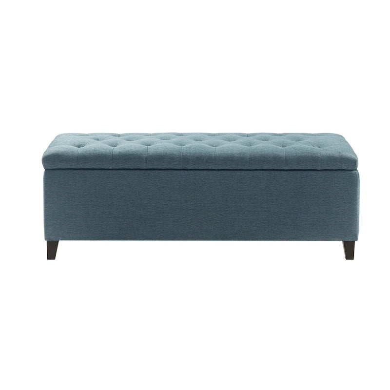 Gray Tufted Storage Bench with Lid