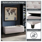 Gray Tufted Storage Bench with Lid