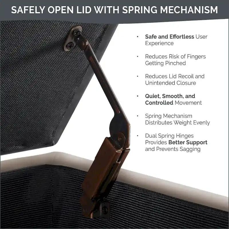 Gray Tufted Storage Bench with Lid