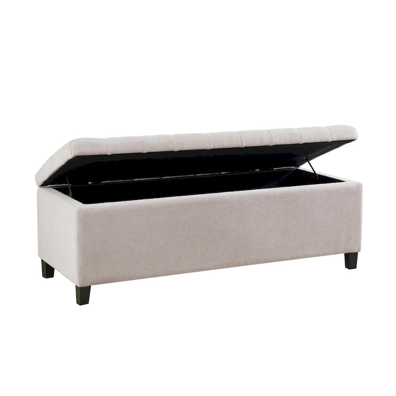 Gray Tufted Storage Bench with Lid