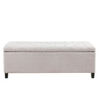 Gray Tufted Storage Bench with Lid