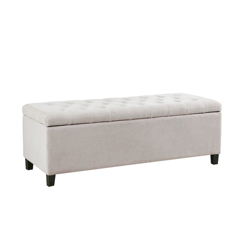 Gray Tufted Storage Bench with Lid