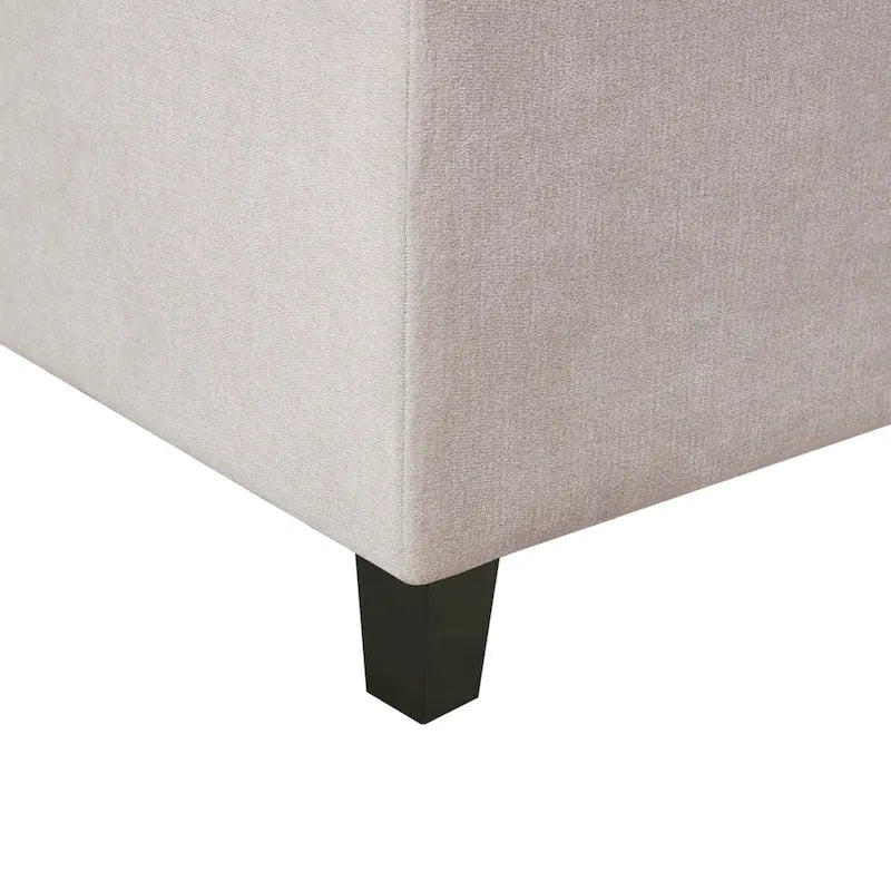 Gray Tufted Storage Bench with Lid