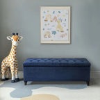 Gray Tufted Storage Bench with Lid