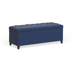 Gray Tufted Storage Bench with Lid