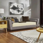 Linen Upholstered Daybed with Bolster Pillows - Twin Size