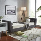 Linen Upholstered Daybed with Bolster Pillows - Twin Size