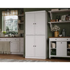 32" Solid Wood Pantry Cabinet with Glass Doors - 4 Adjustable Shelves