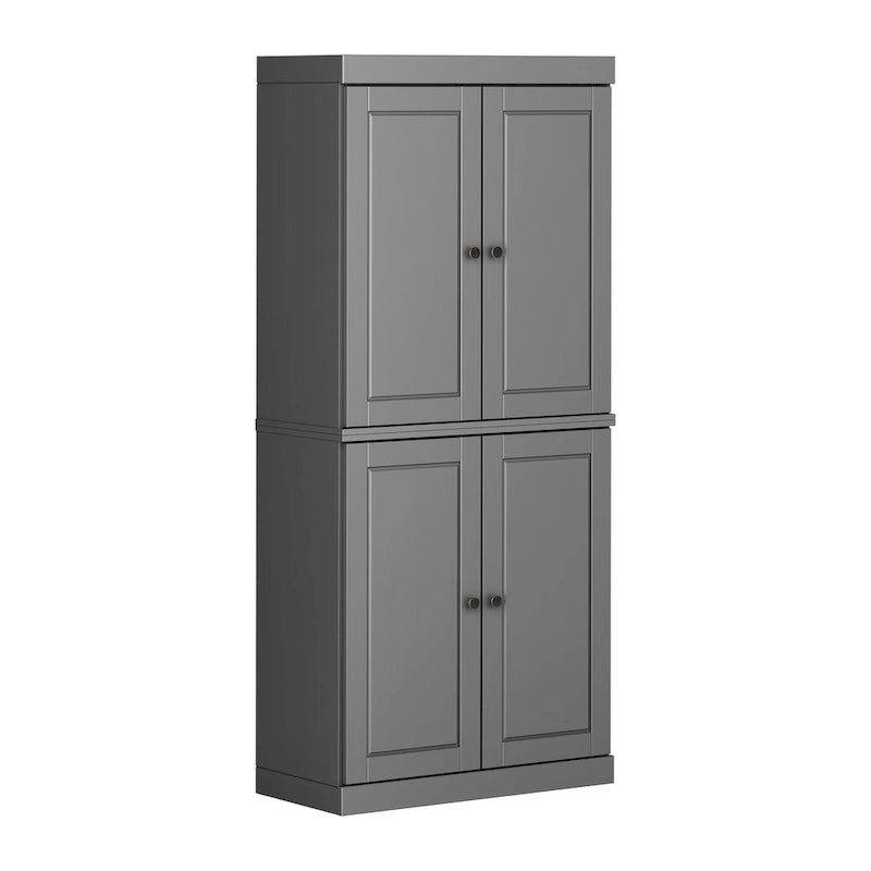 32" Solid Wood Pantry Cabinet with Glass Doors - 4 Adjustable Shelves