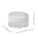 Beige Round Upholstered Ottoman - 24 Inch