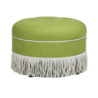 Beige Round Upholstered Ottoman - 24 Inch