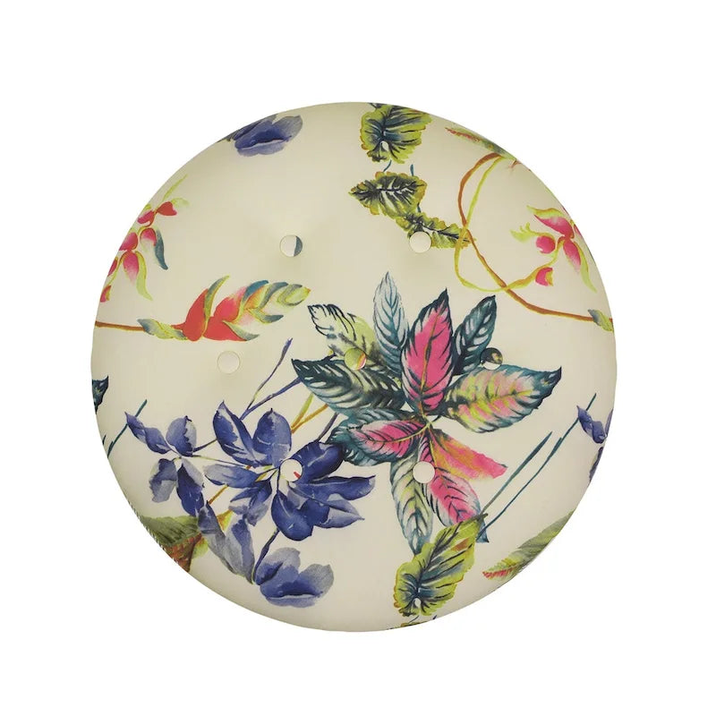 Beige Round Upholstered Ottoman - 24 Inch