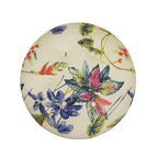 Beige Round Upholstered Ottoman - 24 Inch