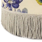 Beige Round Upholstered Ottoman - 24 Inch