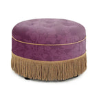 Beige Round Upholstered Ottoman - 24 Inch