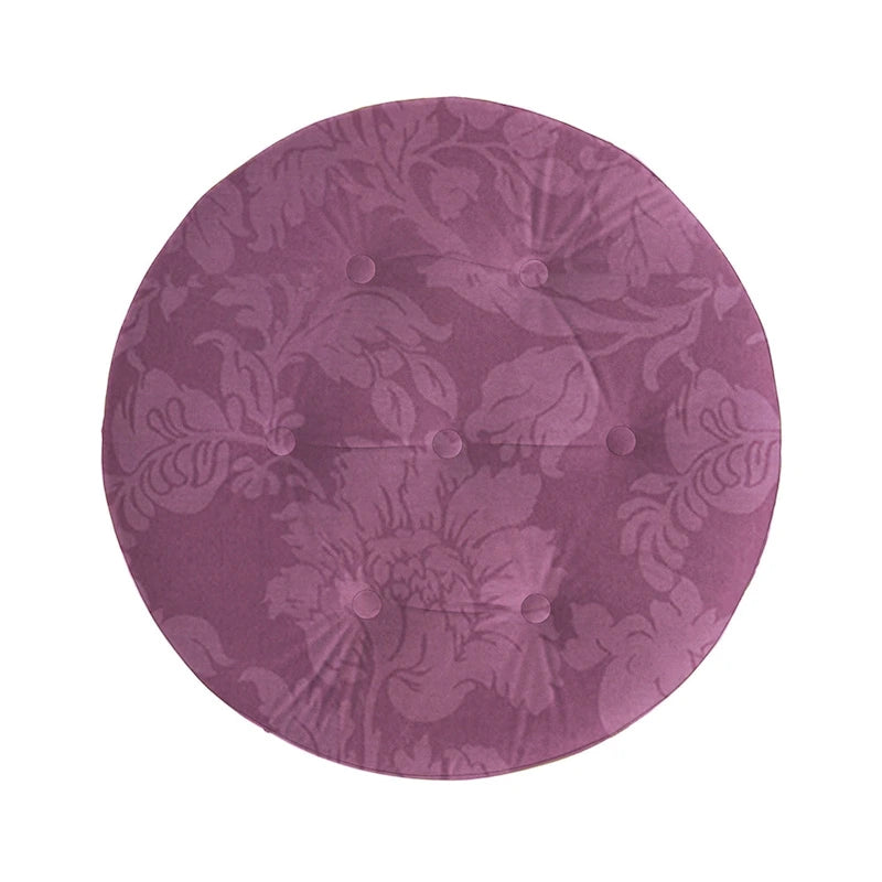 Beige Round Upholstered Ottoman - 24 Inch