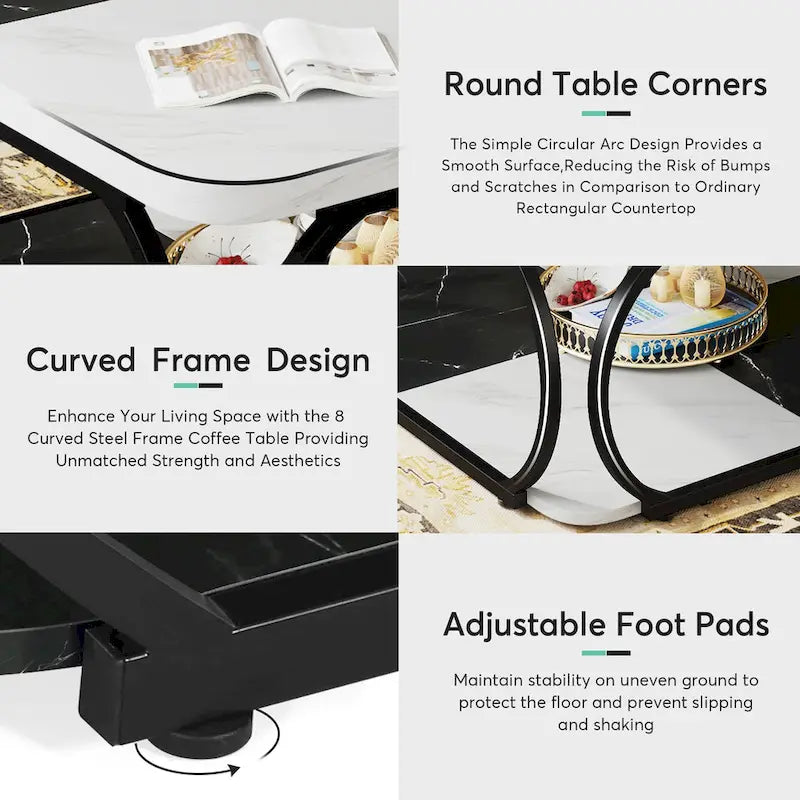 Square 2-Tier Coffee Table with Storage Shelf, 39 inches Low Farmhouse Wood Coffee Table for Modern Living Room