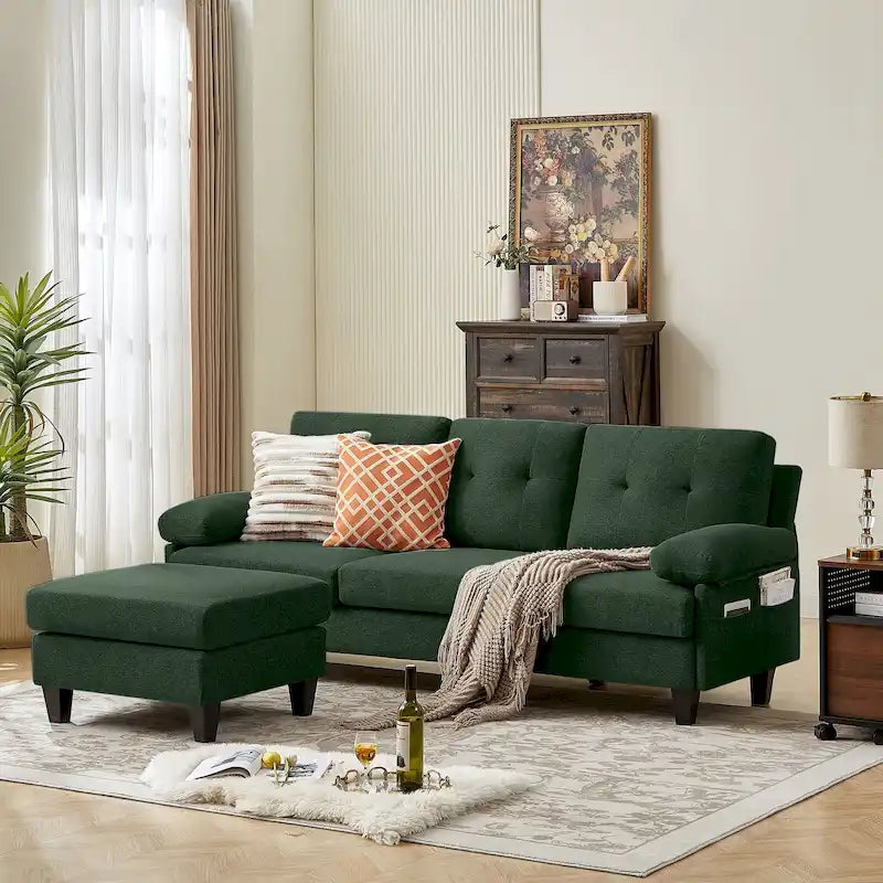 86.22 L Shaped Sectional Sofa with Side Storage Pockets