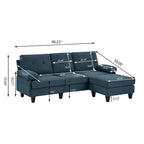 86.22 L Shaped Sectional Sofa with Side Storage Pockets