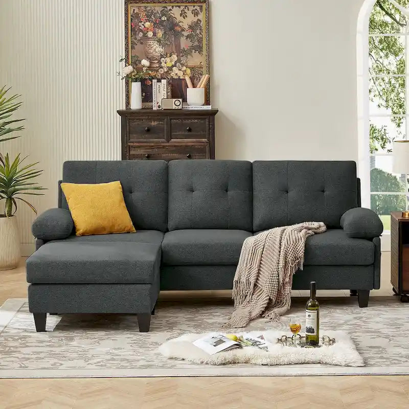 86.22 L Shaped Sectional Sofa with Side Storage Pockets