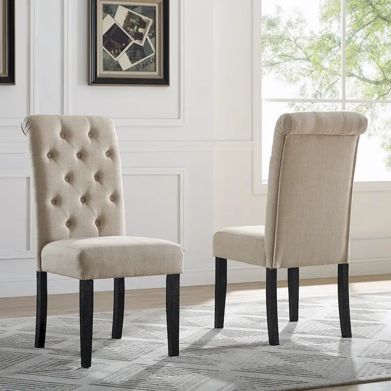 Solid Wood Tufted Dining Chair (Set of 2)