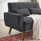 48.82 Small Tufted Loveseat Sofa with 2 Pillows and Tapered Wood Legs