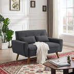 48.82 Small Tufted Loveseat Sofa with 2 Pillows and Tapered Wood Legs