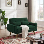 48.82 Small Tufted Loveseat Sofa with 2 Pillows and Tapered Wood Legs