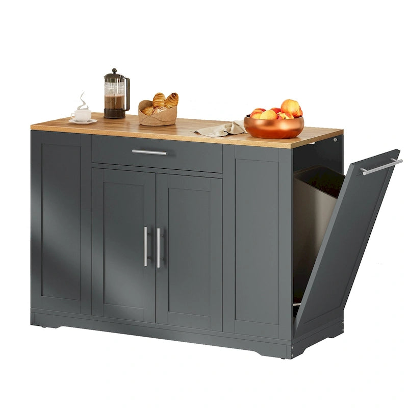 53-inch Rolling Kitchen Island Storage Cabinet Portable Mobile Kitchen Cart