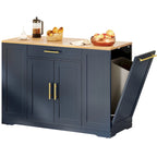 53-inch Rolling Kitchen Island Storage Cabinet Portable Mobile Kitchen Cart