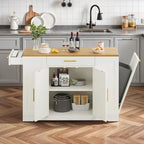53-inch Rolling Kitchen Island Storage Cabinet Portable Mobile Kitchen Cart