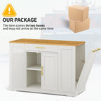 53-inch Rolling Kitchen Island Storage Cabinet Portable Mobile Kitchen Cart