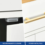 53-inch Rolling Kitchen Island Storage Cabinet Portable Mobile Kitchen Cart