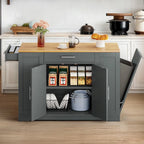53-inch Rolling Kitchen Island Storage Cabinet Portable Mobile Kitchen Cart