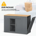 53-inch Rolling Kitchen Island Storage Cabinet Portable Mobile Kitchen Cart