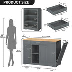 53-inch Rolling Kitchen Island Storage Cabinet Portable Mobile Kitchen Cart