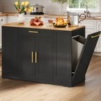 53-inch Rolling Kitchen Island Storage Cabinet Portable Mobile Kitchen Cart