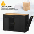 53-inch Rolling Kitchen Island Storage Cabinet Portable Mobile Kitchen Cart