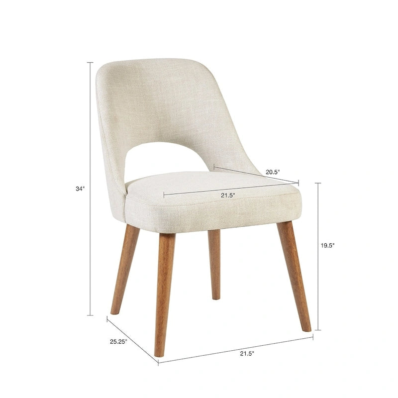 Upholstered Dining Side Chairs with Cutout Back design (Set of 2)