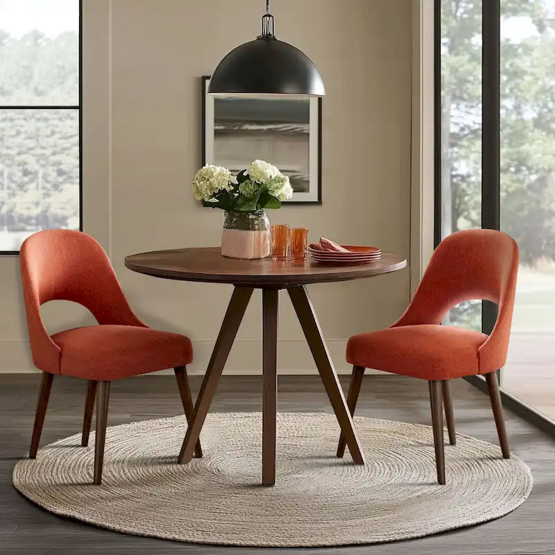 Upholstered Dining Side Chairs with Cutout Back design (Set of 2)